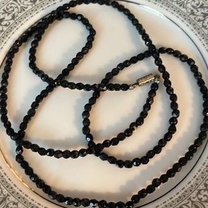Vintage Black Beaded Necklace